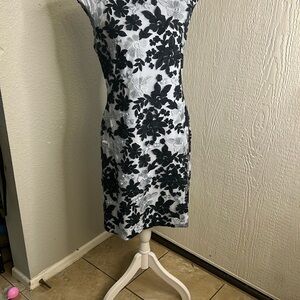 Ralph Lauren Black and White Sheath Midi Dress